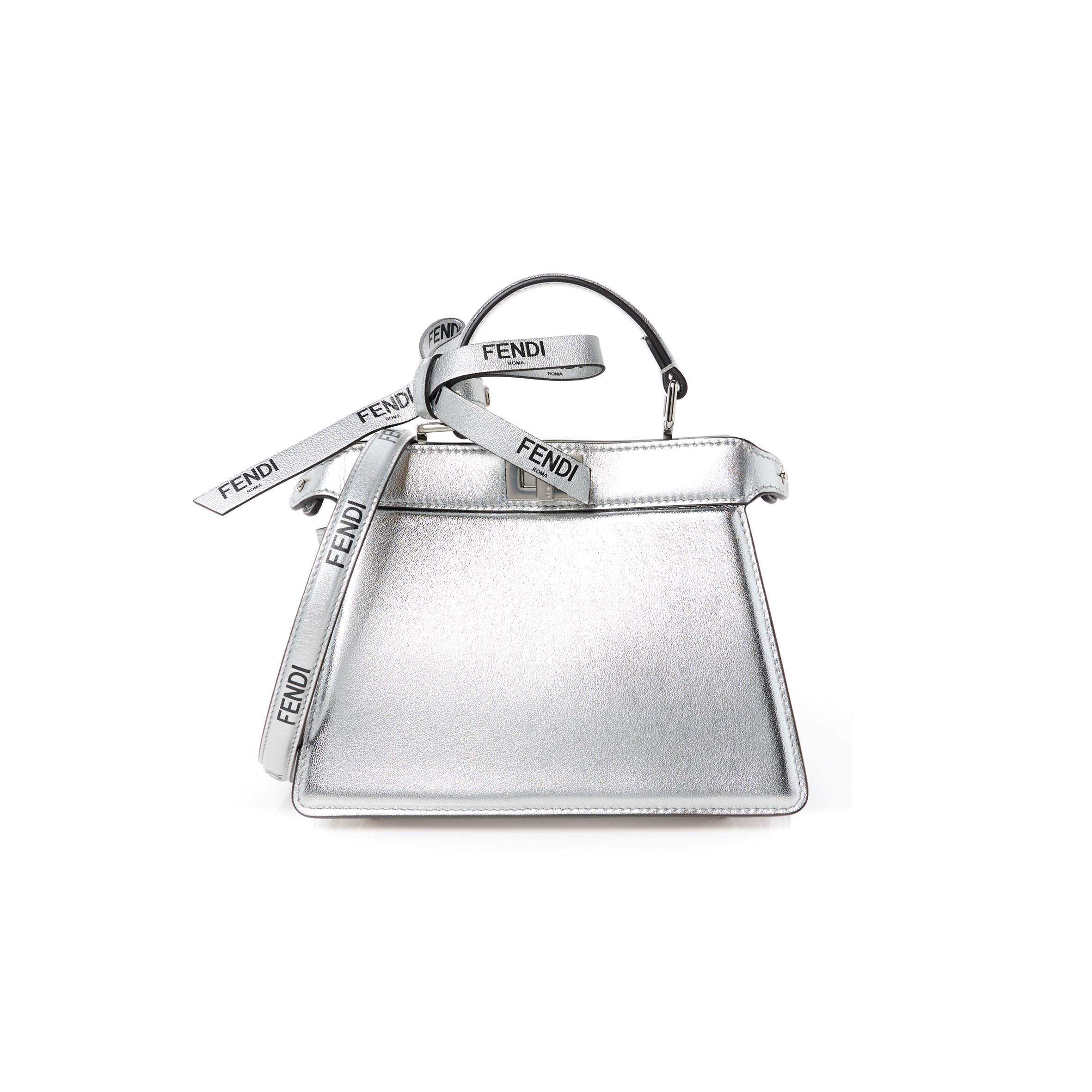FENDI X MARC JACOBS VITELLO CATALAN MIRROR PETITE PEEKABOO I SEE U SATCHEL ARGENTO (20*15*11cm)